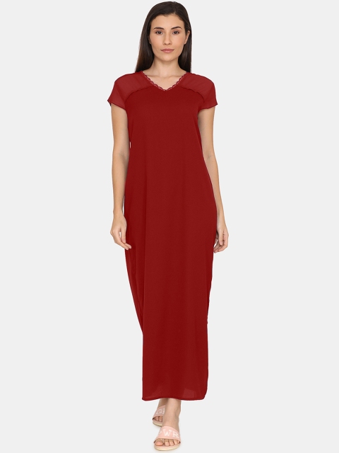 

Zivame Maroon Solid Nightdress