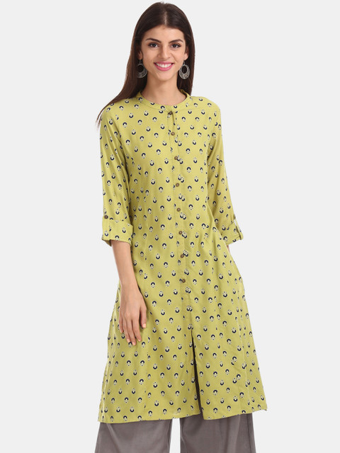 

Karigari Women Green Printed Straight Kurta