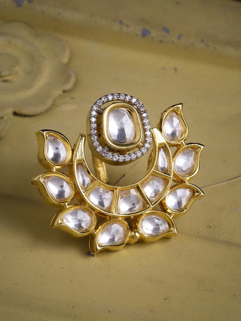 

Tistabene Women Gold-Plated Kundan Stone-Studded Finger Ring