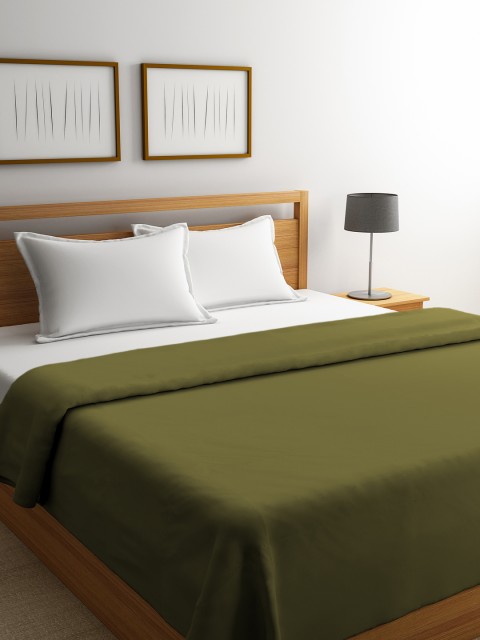 

Portico New York Olive Green Solid AC Room 300 GSM Double Bed Blanket