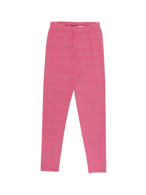 

Pantaloons Junior Girls Red & White Striped Slim-Fit Leggings