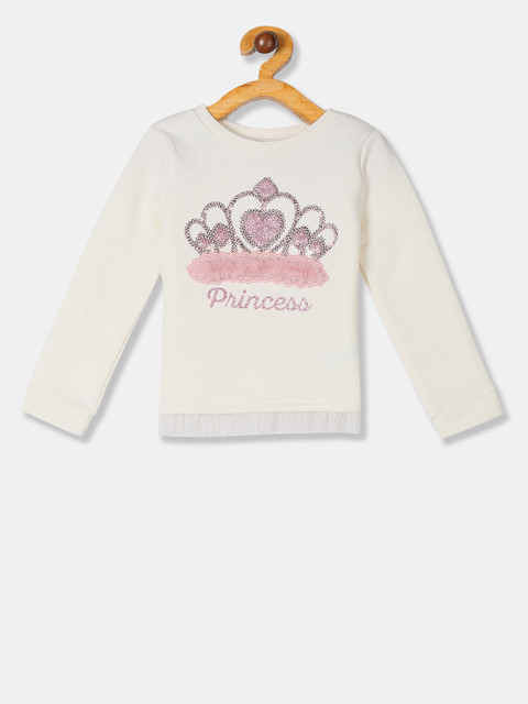 

The Childrens Place Girls Off-White Embellished Top