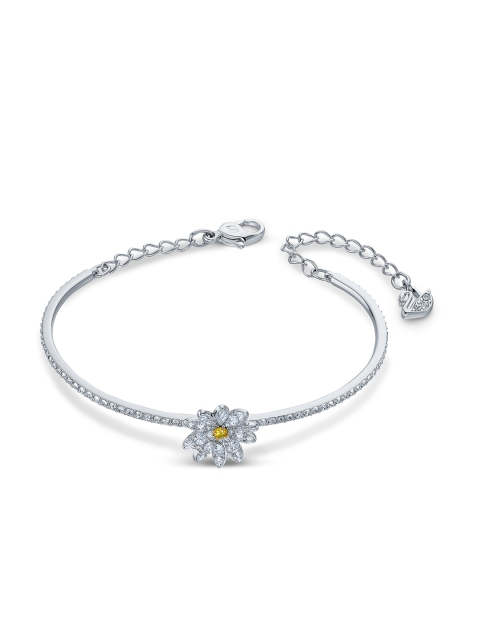 

SWAROVSKI Silver-Toned Rhodium-Plated Eternal Flower Bangle-Style Bracelet