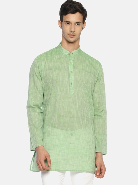 

TATTVA Men Green Solid Straight Kurta