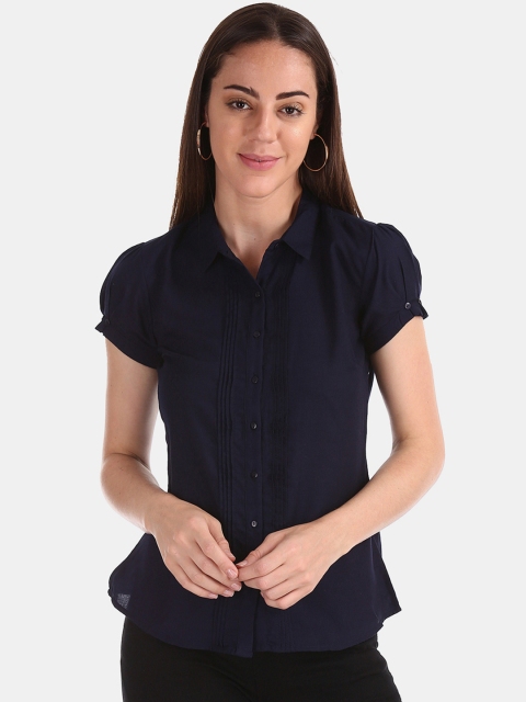 

Cherokee Women Navy Blue Regular Fit Solid Casual Shirt