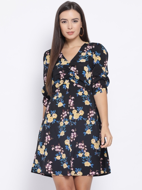 

Oxolloxo Women Black Floral Print Fit and Flare Dress