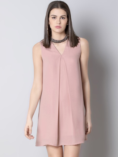 

FabAlley Women Pink Solid A-Line Dress