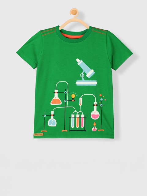 Cherry Crumble Unisex Green Printed Round Neck T-shirt