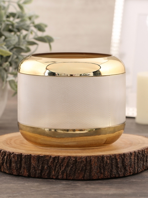 

Pure Home and Living Transparent & Gold-Toned Glass Flower Vase