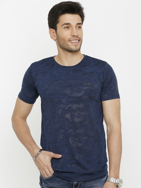 

Rex Straut Jeans Men Blue Printed Slim Fit Round Neck T-shirt