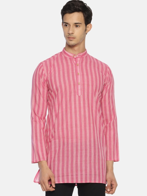

TATTVA Men Pink Striped Straight Kurta