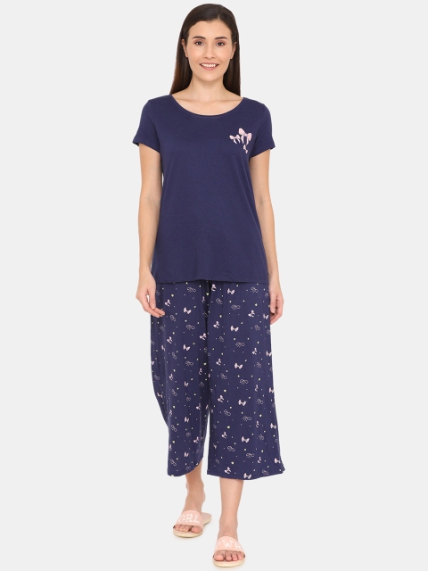 

Zivame Women Navy Blue Printed Night suit ZI603NFASHCBLUE