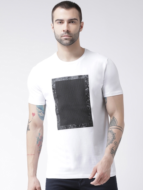 

Rex Straut Jeans Men White & Black Printed Round Neck T-shirt