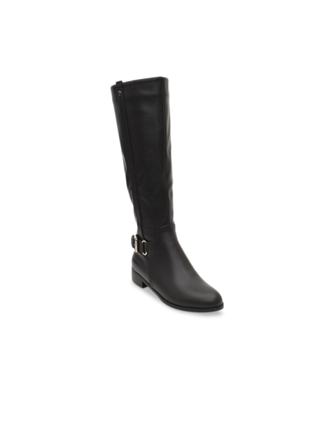 

ROSSO BRUNELLO Women Black Solid Leather High-Top Flat Boots