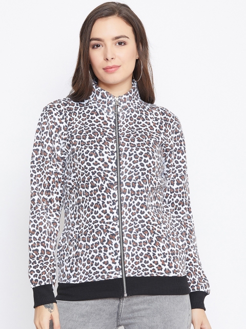 

Austin wood Women Black & White Animal Print Sweatshirt