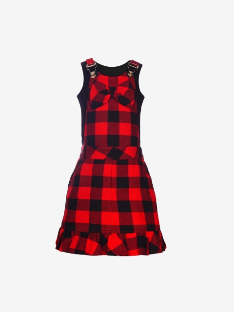

naughty ninos Girls Red & Black Checked Pinafore Dress