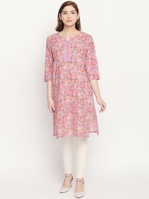 

RANGMANCH BY PANTALOONS Women Pink Printed Straight Kurta