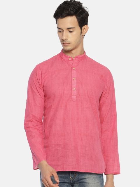 

TATTVA Men Pink Solid Straight Kurta