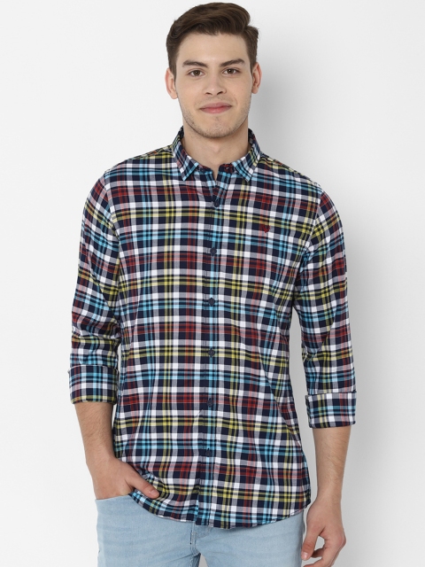 

Solly Jeans Co. Men Navy Blue Regular Fit Checked Casual Shirt