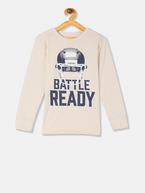 

The Childrens Place Boys Beige Printed Round Neck T-shirt