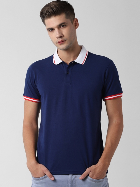 

Peter England Casuals Men Navy Blue Solid Polo Collar T-shirt