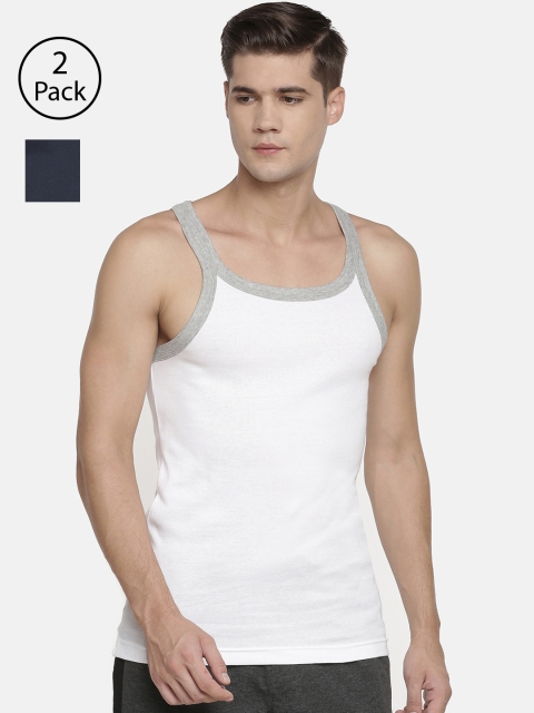 

Macroman M-Series Men Pack of 2 Solid Innerwear Vests MS902-NB-WH, Navy blue