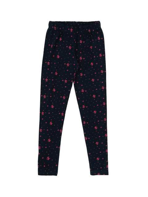 

Pantaloons Junior Girls Navy Blue & Pink Printed Leggings