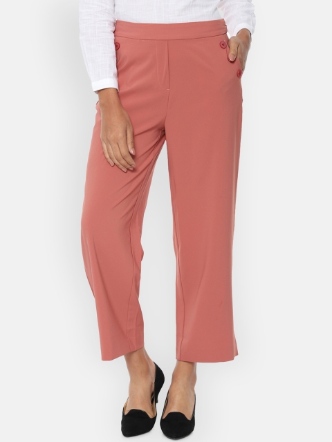 

Van Heusen Woman Women Peach-Coloured Regular Fit Solid Parallel Trousers