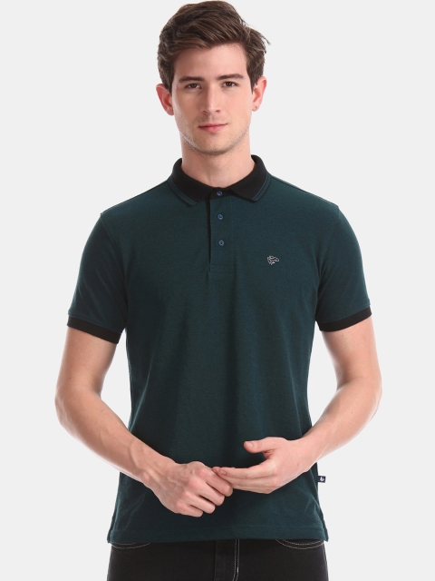 

Ruggers Men Green Solid Polo Collar T-shirt
