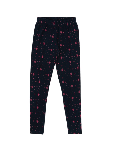 

Pantaloons Junior Girls Navy Blue & Pink Printed Cotton Leggings