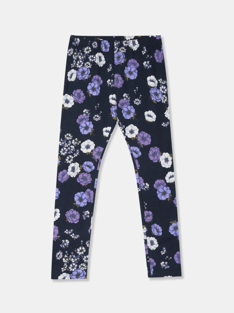 

The Childrens Place Navy Blue & Purple Printed Leggings