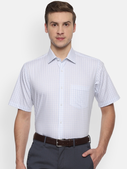 

Van Heusen Men White & Blue Regular Fit Checked Formal Shirt