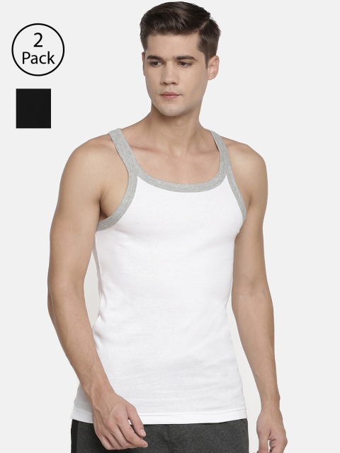 

Macroman M-Series Men Pack of 2 Solid Innerwear Vests MS902-WH-BL, White
