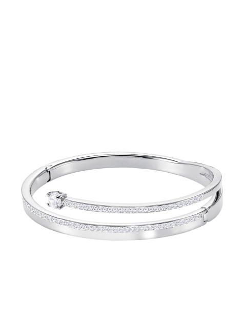 

SWAROVSKI White Rhodium-Plated Crystal-Studded Bangle-Style Bracelet
