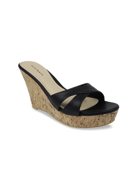 

HEATWAVE Women Black Solid Leather Sandals
