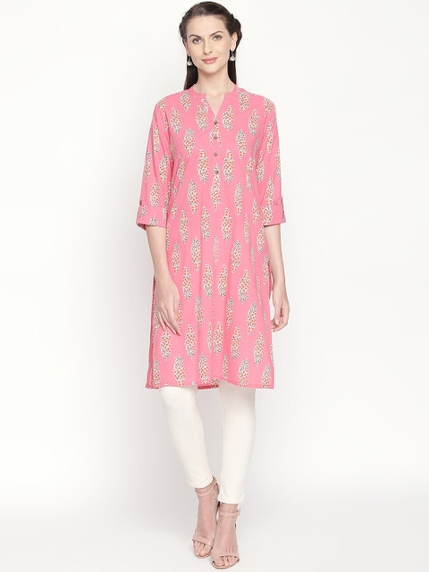 

RANGMANCH BY PANTALOONS Women Pink Printed Straight Kurta