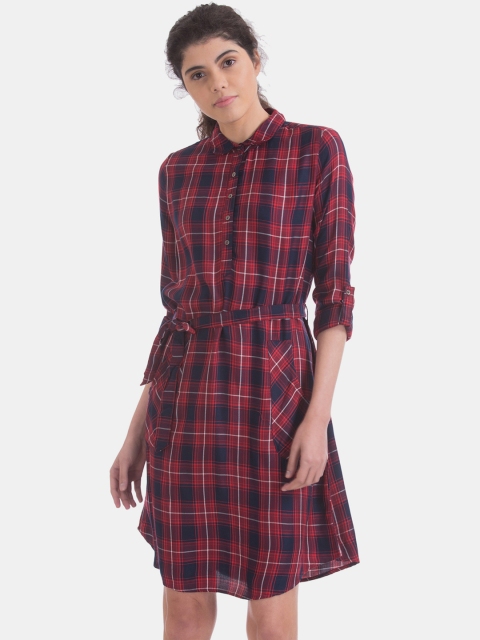 

Cherokee Women Red Checked Shirt Dress