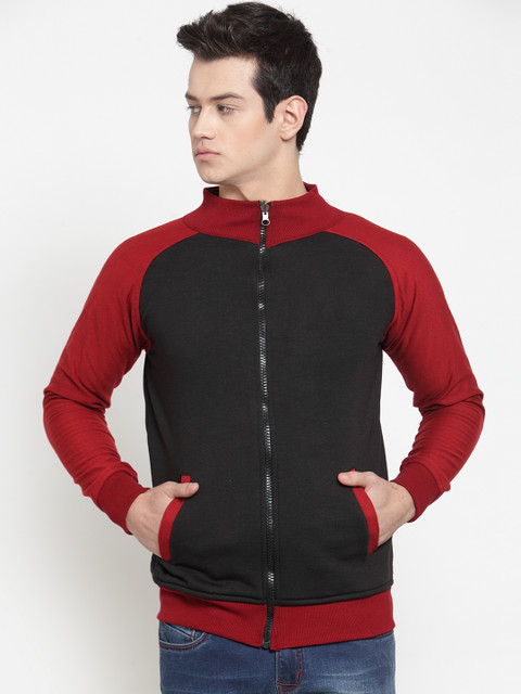 

VOXATI Men Black & Maroon Solid Sweatshirt
