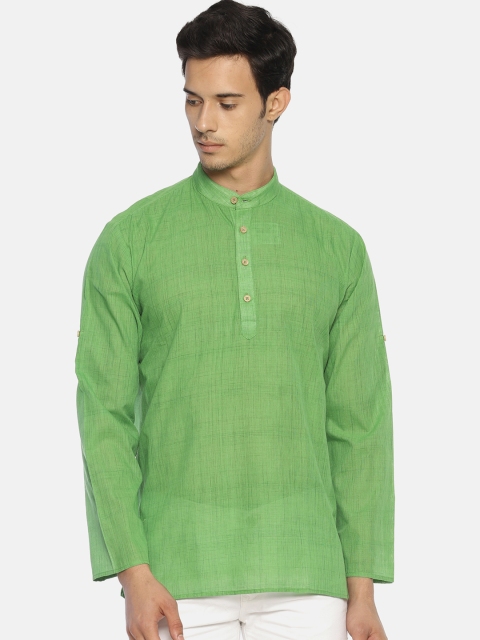 

TATTVA Men Green Solid Straight Kurta