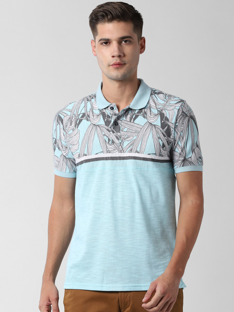 

Peter England Casuals Men Blue Printed Polo Collar T-shirt