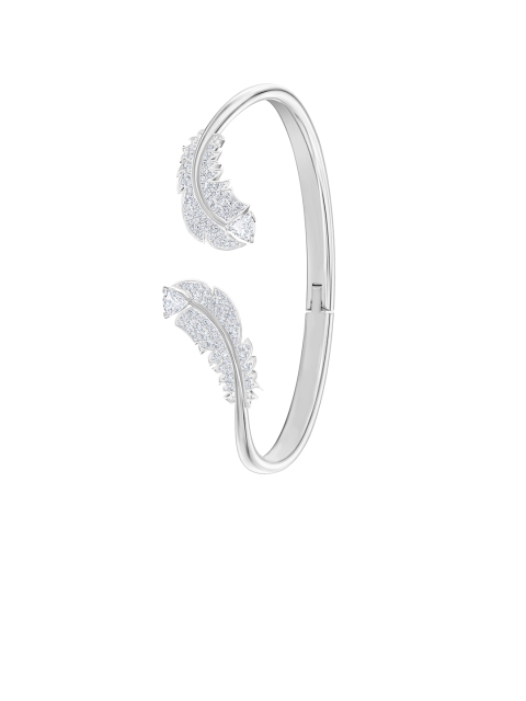 

SWAROVSKI White & Blue Rhodium-Plated Crystal-Studded Bangle-Style Bracelet
