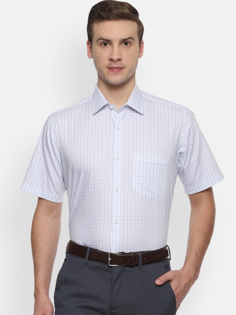 

Van Heusen Men White & Blue Regular Fit Checked Formal Shirt