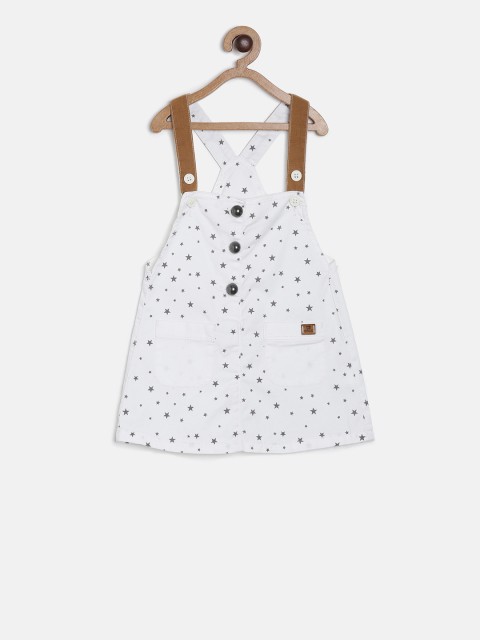

TALES & STORIES Girls White & Grey Printed Dungaree