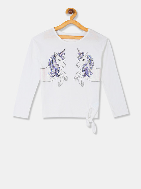

The Childrens Place Girls White Embellished Top