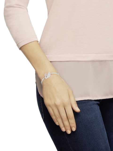 

SWAROVSKI White Rhodium-Plated Crystal-Studded Bangle-Style Bracelet