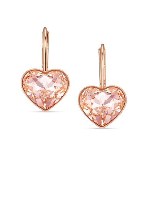 

SWAROVSKI Rhodium Plated & Pink Bella Heart Pierced Earrings