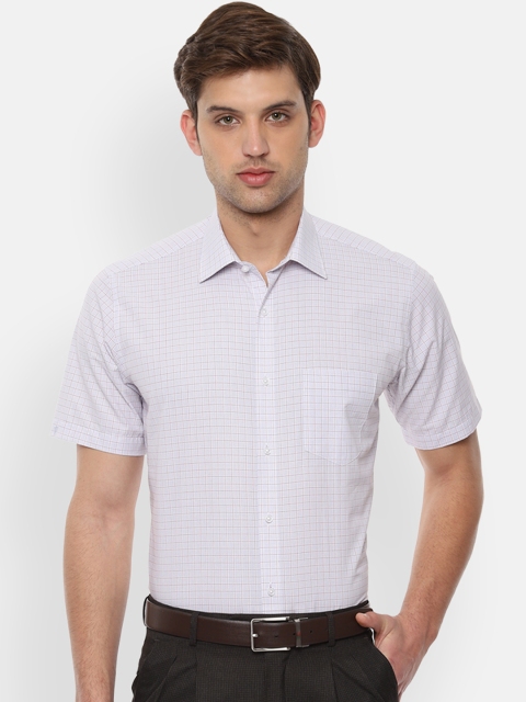 

Van Heusen Men White & Brown Regular Fit Checked Formal Shirt