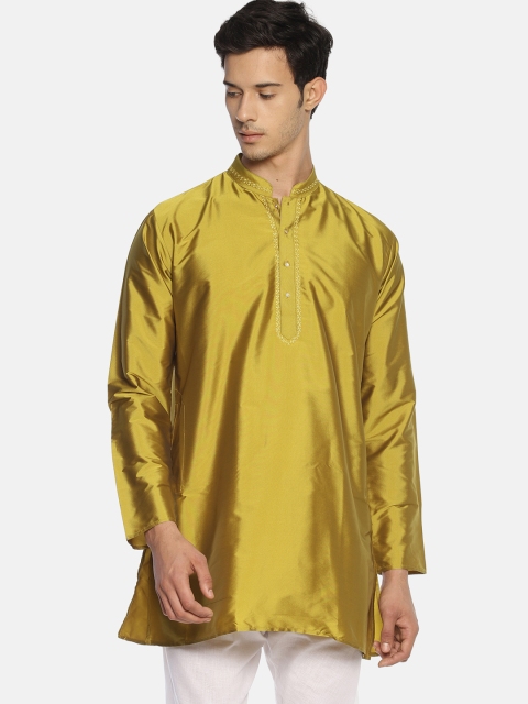 

TATTVA Men Mustard Yellow Solid Straight Kurta