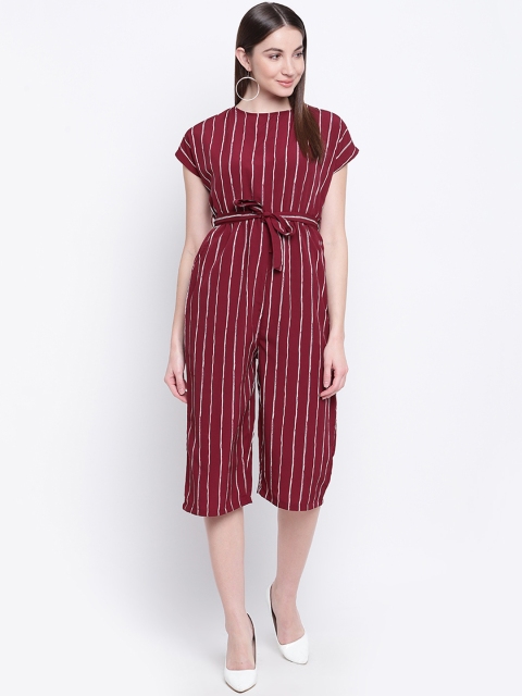 

Mayra Women Maroon & White Striped Culotte Jumpsuit