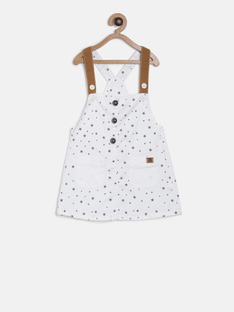 

TALES & STORIES Girls White & Grey Printed Dungaree